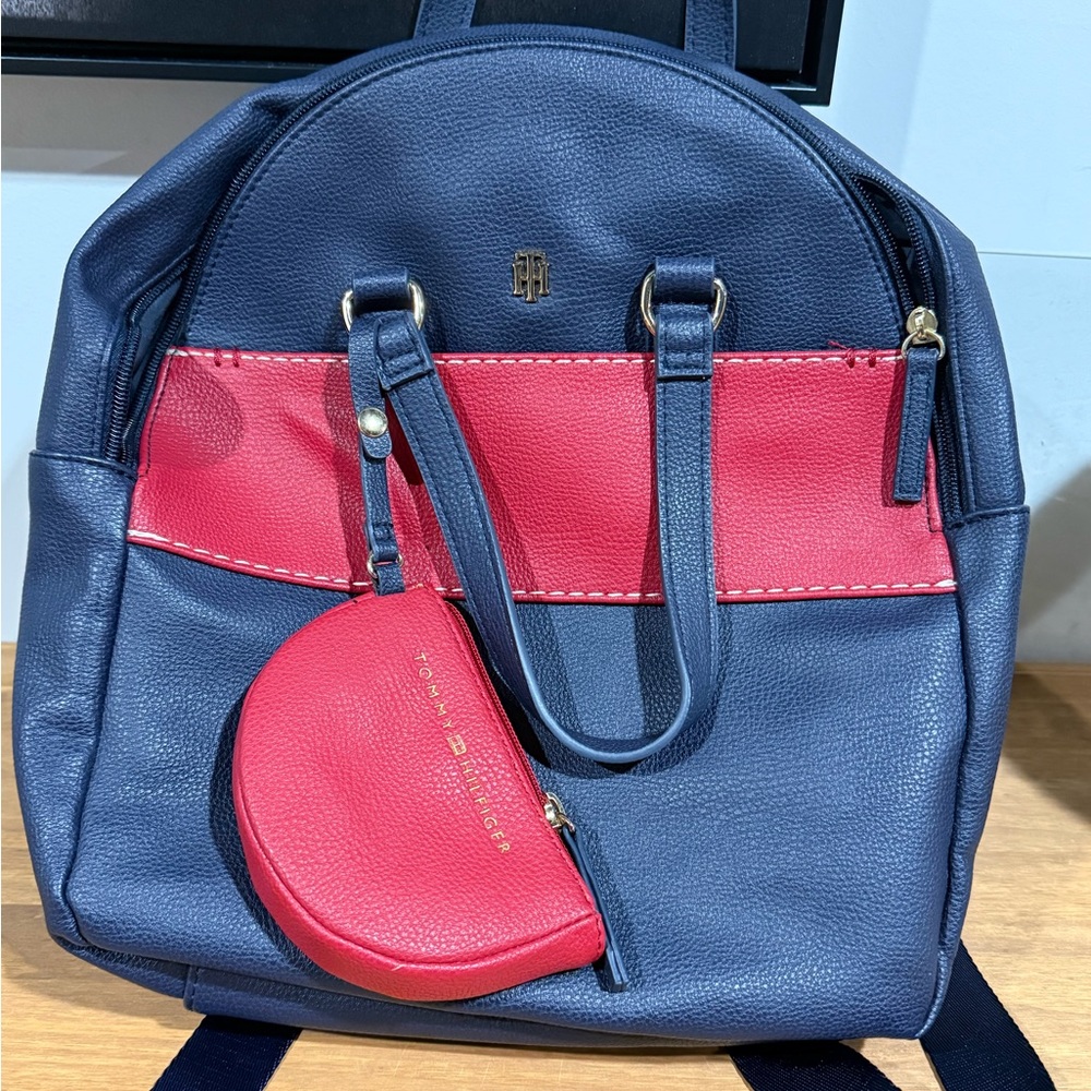 Tommy Hilfiger Navy and Red Women's Backpack